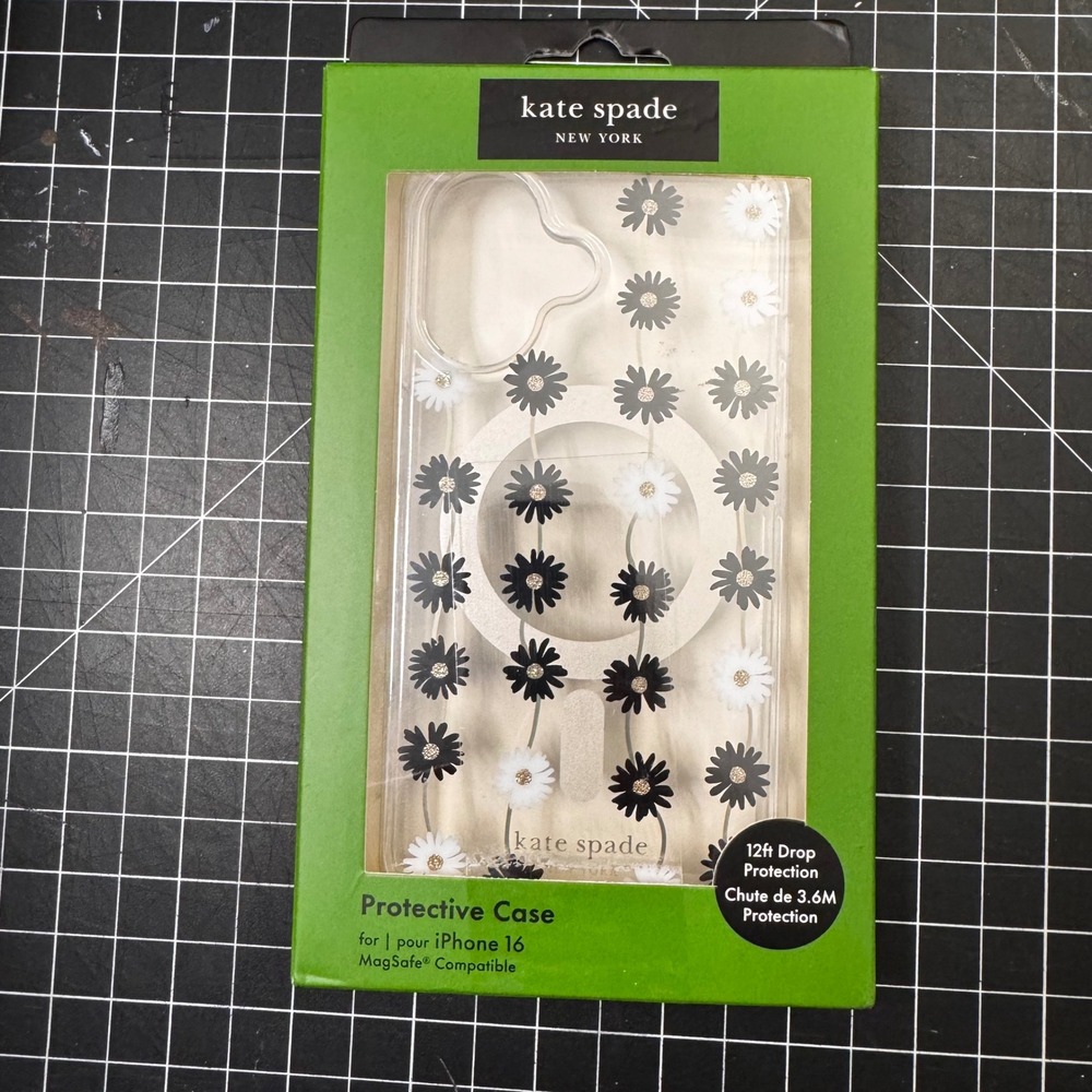 NEW Kate Spade‎ New York iPhone 16 Daisy MagSafe Protective Case Black White